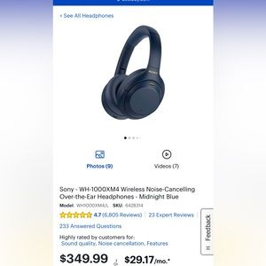 Sony - WH-1000XM4 - Midnight Blue